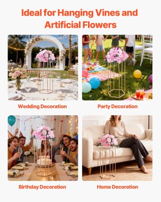 VEVOR Χρυσή Εξάγωνη Στήλη Λουλουδιών 60cm (10 Τεμ.) – Διακοσμητικό ...