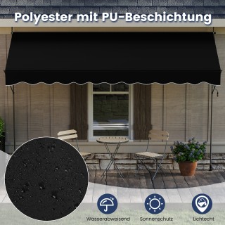 Costway Αντηλιακή Τέντα Μπαλκονιού Χωρίς Τρυπήματα με Χειροκίνητη Ρ...