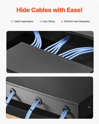 VEVOR Συρτάρι Rack 2U, 19 ιντσών, με Κλείδωμα και Οπές Διαχείρισης ...