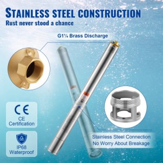 Υποβρύχια Αντλία VEVOR 1100W Ανοξείδωτη 7.1 m³/h 105 m SJQSBMBNZ22... Υποβρύχια Αντλία VEVOR 1100W Ανοξείδωτη 7.1 m³/h 105 m SJQSBMBNZ22...