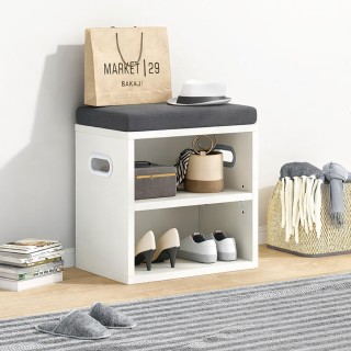 BAKAJI Λευκός Πάγκος Υποδοχής με Μαξιλαρωτή Επένδυση και Ράφι 44 x ...