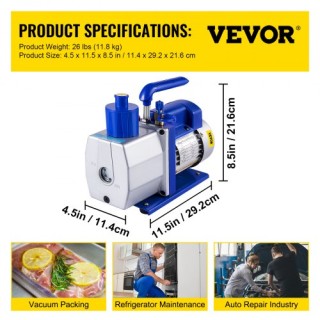 VEVOR Αντλία Κενού Μονού Σταδίου 7CFM 1/2HP HVAC  7CFM1-2HPZKB00001V2