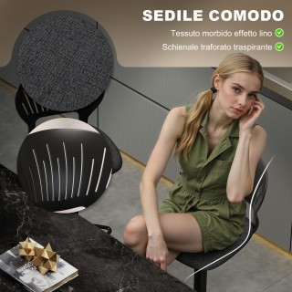 HOMCOM Σετ 2 Σκαμπό Μπαρ Αναπνεύσιμα με Ύφασμα Απομίμησης Λινού και...