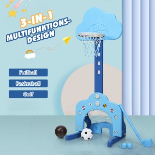 Costway Παιδική Παιδική Χαρά 3 σε 1 με Ρυθμιζόμενο Μπασκετόμπαλο & ...