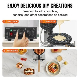 VEVOR  Μηχανή Παρασκευής Φυσαλίδων Βάφλας 1400W Αντικολλητική SYQPH...