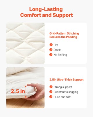 VEVOR Δίφυλλο Ιαπωνικό Τατάμι Στρώμα με Τσάντα Αποθήκευσης, Λευκό B...