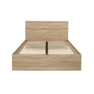 Διπλό Κρεβάτι Oklahoma με Κεφαλάρι & Βάση σε Απόχρωση Οξιάς - 160x2...