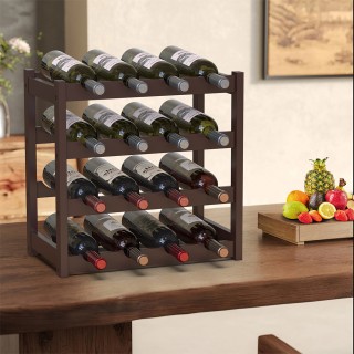 BAKAJI  Καντινέτα Portavino από ξύλο μπαμπού καρυδιάς με 16 διαμερί...