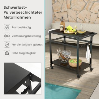 Costway Εξωτερική Ψησταριά με Δύο Ράφια, 4 Ρόδες με Φρένα & Πλαϊνή ...