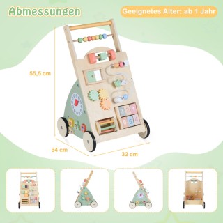 Costway Ξύλινος Περπατούρα με Ρόδες & Καλάθι Αποθήκευσης Περπατορού...