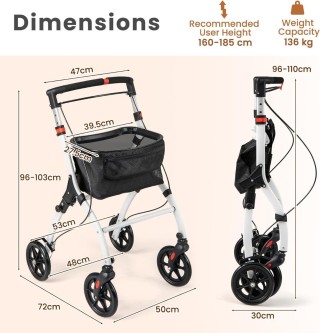 Costway Περιπατητήρας για Ηλικιωμένους με Εξαιρετική Ευελιξία και Α...