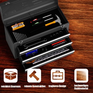 Costway Φορητή Μεταλλική Εργαλειοθήκη με 3 Συρτάρια TL35116BK