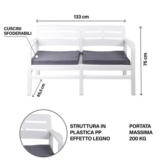 Galileo Σετ κήπου 4 θέσεων λευκό από πλαστικό PP με όψη ξύλου, γκρι...