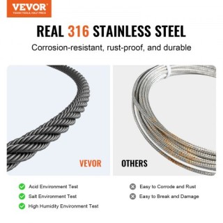 VEVOR  Καλώδιο Ανοξείδωτο T316 1/8 7x7 500 ft για Κάγκελα FHGSSFH31...