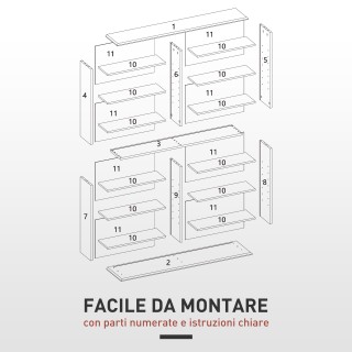 HOMCOM Μοντέρνα Ξύλινη Βιβλιοθήκη CD με 16 Ράφια, 106.5x24x123.7 εκ...