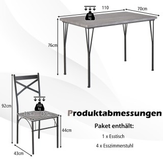 Costway Σετ Τραπεζαρίας 5 Τεμαχίων με Μεταλλικό Σκελετό και 4 Καρέ... Costway Σετ Τραπεζαρίας 5 Τεμαχίων με Μεταλλικό Σκελετό και 4 Καρέ...