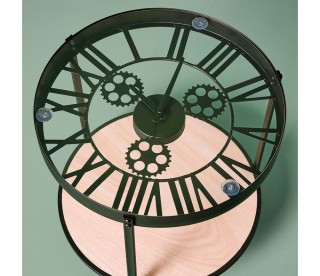 Ostaria Τραπέζι Μέταλλο Γυαλί Ξύλο Ρολόι Μαύρο 39x39x40 cm -35647 Ostaria Τραπέζι Μέταλλο Γυαλί Ξύλο Ρολόι Μαύρο 39x39x40 cm -35647