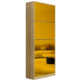 BAKAJI Καφέ Στενή Παπουτσοθήκη με 4 Πόρτες Καθρέφτη και Εξοικονόμησ... BAKAJI Καφέ Στενή Παπουτσοθήκη με 4 Πόρτες Καθρέφτη και Εξοικονόμησ...