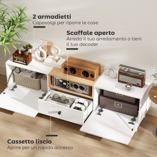 HOMCOM Κινητή Τηλεόραση 70 με 2 Πόρτες με Ράβδωση, Συρτάρι και Ανοι...