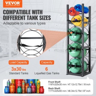 Ράφι Δεξαμενών Ψυκτικού VEVOR για 3x30lbs & 3 Μικρές Φιάλες, 32.5x3...