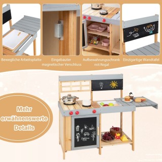 Costway  Παιδική Κουζίνα Λάσπης Εξωτερικού Χώρου με Ξύλινη Κατασκευ...