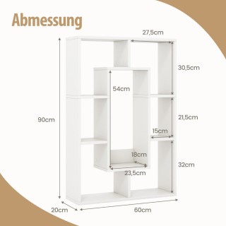 Costway  Ράφι βιβλίων με 7 θέσεις Λευκό 60 x 20 x 90 εκ. CB10642WH