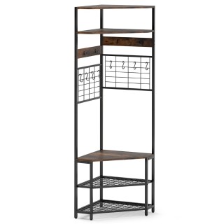 Costway Γωνιακή Κρεμάστρα με Ράφια και Παγκάκι για Παπούτσια JV12207CF