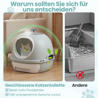 Costway Κλειστή Λεκάνη Απορριμμάτων για Γάτες με Καπάκι & Συρόμενο ...