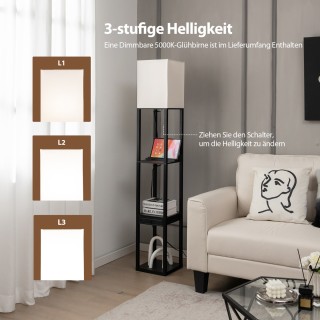 Costway  Πολυλειτουργικό Φωτιστικό Δαπέδου με Ράφια και Θύρα Φόρτισ...