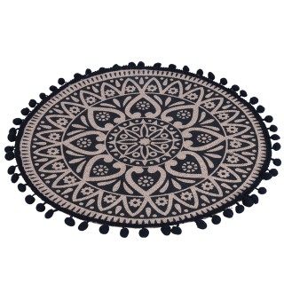 Villa DEste  Σετ 6 τμχ Στρογγυλό σουπλά από λινάτσα Black 5914041