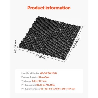 VEVOR Πλακάκι Δαπέδου Αποστράγγισης 12x12 CKPSD12X12INHT62XV0 VEVOR Πλακάκι Δαπέδου Αποστράγγισης 12x12 CKPSD12X12INHT62XV0