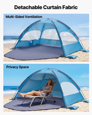 VEVOR Σκηνή Παραλίας για 3 Άτομα, Προστασία UPF 50+, Φορητή Τέντα μ...
