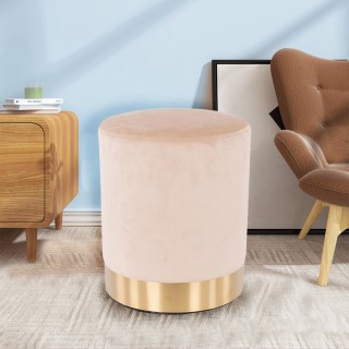 Shally Dogan Πουφ υποπόδιο από μπεζ βελούδο με ξύλινη δομή 31x31x3... Shally Dogan Πουφ υποπόδιο από μπεζ βελούδο με ξύλινη δομή 31x31x3...