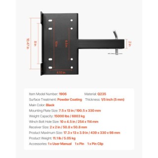 VEVOR Βάση Βιντσιού Με Ρυμουλκούμενο Δέκτη 50.8 mm - 6803 kg CYJPAZ... VEVOR Βάση Βιντσιού Με Ρυμουλκούμενο Δέκτη 50.8 mm - 6803 kg CYJPAZ...