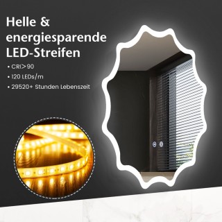 Costway  Καθρέφτης Μπάνιου LED με Αντιθαμβωτική Λειτουργία και Ρυθμ...