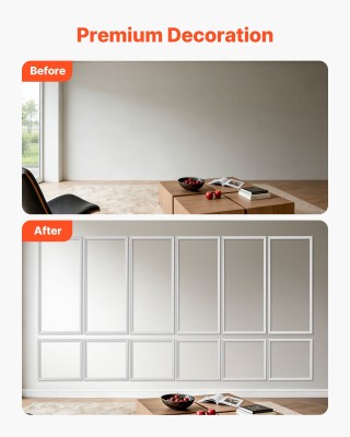 VEVOR Σετ Διακοσμητικής Κορνίζας Τοίχου 6 Τεμαχίων - Λευκό Πολυστυρ...