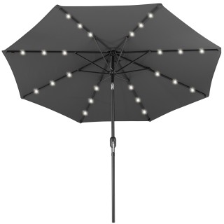 BAKAJI  Ομπρέλα Κήπου 270 εκ. Φώτα LED Γκρι Αντιανεμική Εξωτερική 8...