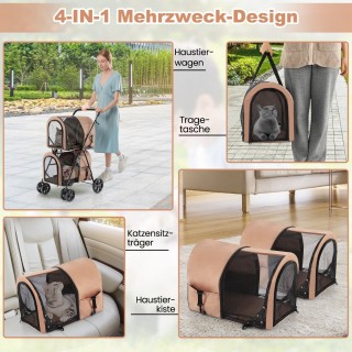 Costway  Πολυλειτουργικό Καρότσι 4 σε 1 για Κατοικίδια με Αποσπώμεν...