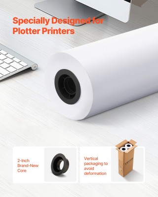 VEVOR Ρολά Χαρτιού Πλότερ 609.6 mm x 91.4 m για Σχέδια CAD KFDYZ2IN... VEVOR Ρολά Χαρτιού Πλότερ 609.6 mm x 91.4 m για Σχέδια CAD KFDYZ2IN...