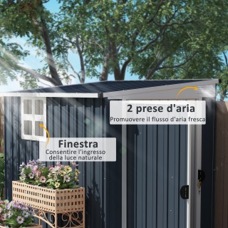 Outsunny Μεταλλικό Σπιτάκι Κήπου 1.2x1.9 μ με Κλειδωμένη Πόρτα και ...