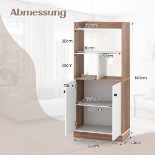 Costway Ράφι βιβλιοθήκης με διπλή πόρτα, 3 επιπέδων, με ανοιχτά ράφ...