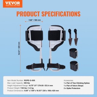 Εξοπλισμός Αναρρίχησης Δέντρων VEVOR Αλουμινίου Λευκός PSZZYSDPKBL... Εξοπλισμός Αναρρίχησης Δέντρων VEVOR Αλουμινίου Λευκός PSZZYSDPKBL...