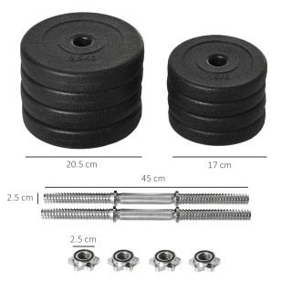 HOMCOM Σετ Ελεύθερα Βάρη 20 κιλά (4x2.5 κιλά, 4x1.5 κιλά) με 8 Δίσκ... HOMCOM Σετ Ελεύθερα Βάρη 20 κιλά (4x2.5 κιλά, 4x1.5 κιλά) με 8 Δίσκ...