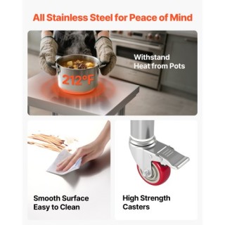 VEVOR Ανοξείδωτο Τραπέζι 61 x 45 cm για Προετοιμασία Τροφίμων με Ρυ... VEVOR Ανοξείδωτο Τραπέζι 61 x 45 cm για Προετοιμασία Τροφίμων με Ρυ...