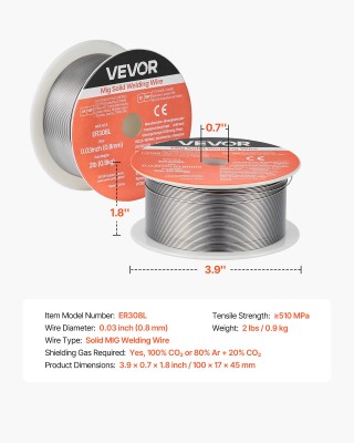 VEVOR Συρματόσχοινο MIG ER308L 0.8mm 0.9kg για Ανοξείδωτη Συγκόλλησ...