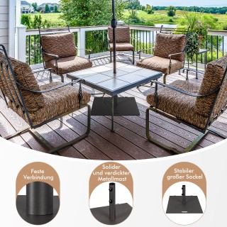 Costway Τετράγωνη βάση ομπρέλας κήπου 22,5 kg με αντάπτορες 4 cm κα...