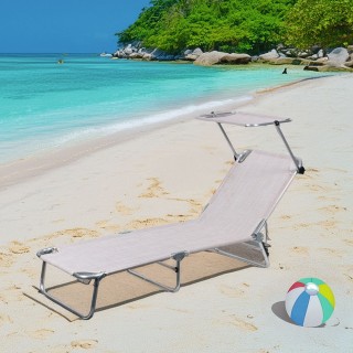 Galileo Αναδιπλούμενο Αλουμινένιο Κρεβάτι Παραλίας με Ρυθμιζόμενη Π...