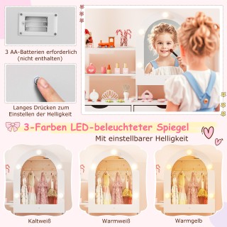 Costway Σετ Παιδικό Τραπέζι και Καρέκλα Μακιγιάζ με Καθρέφτη και Ρυ... Costway Σετ Παιδικό Τραπέζι και Καρέκλα Μακιγιάζ με Καθρέφτη και Ρυ...