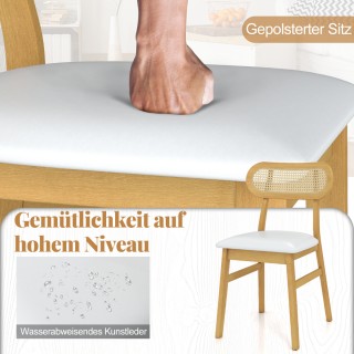 Costway Δερμάτινες Καρέκλες Τραπεζαρίας Εσωτερικού Χώρου σε Λευκό Χ...