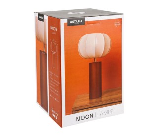 Ostaria Ξύλινο Φωτιστικό Βάμβακος Moon h36cm Καφέ με Ντουί e27 -37506